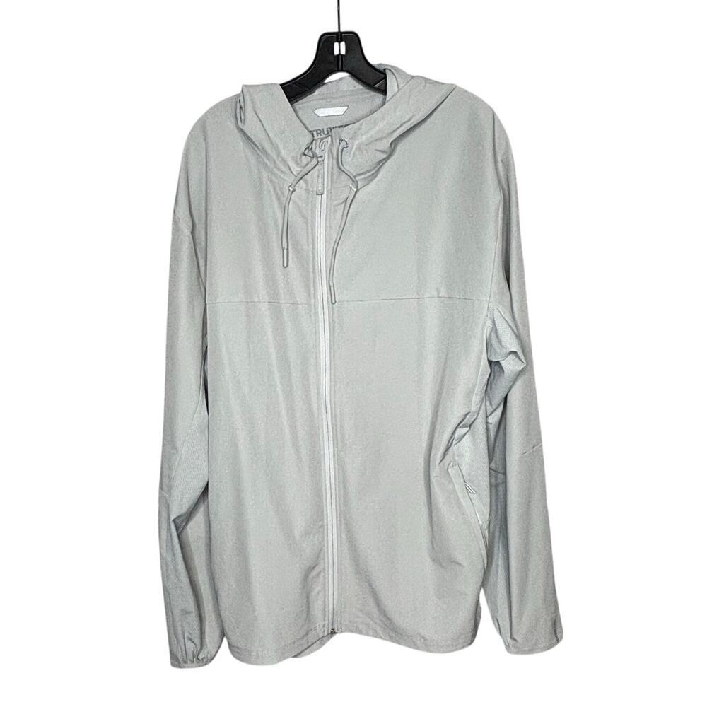 Truwear Full Zip Breathable Active Gray Stretch Moisture Wick Jacket 2XL New